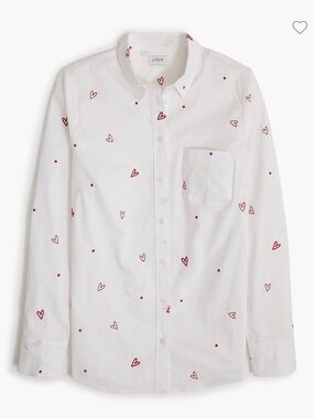 J. Crew Embroidered hearts button-up shirt in signature fit • size medium •CF637